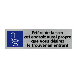 Plaque de porte rectangulaire prière de laisser cet endroit aussi propre que vous désirez le trouver en entrant