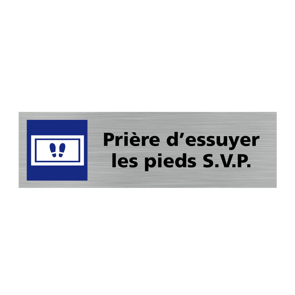 Plaque de porte rectangulaire prière d'essuyer les pieds S.V.P