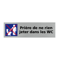 Plaque de porte rectangulaire prière de ne rien jeter dans les WC