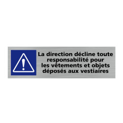 Plaque de porte rectangulaire la direction décline toute responsabilité