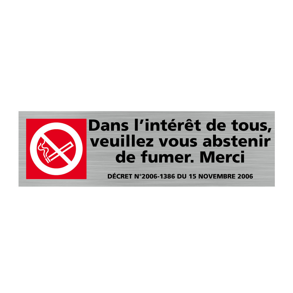 Plaque de porte rectangulaire dans l'intérêt de tous veuillez vous abstenir de fumer