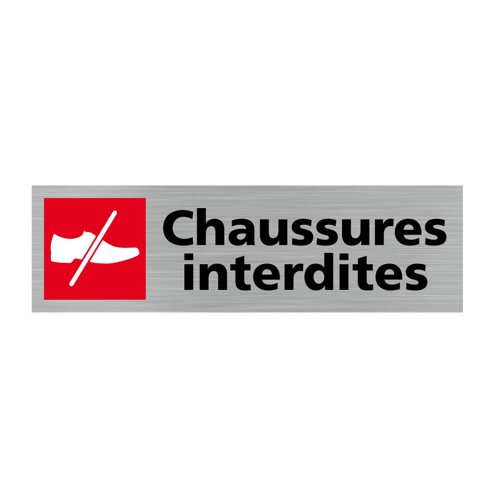 Plaque de porte rectangulaire chaussures interdites Plaque de porte rectangulaire chaussures interdites
