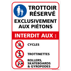 PANNEAU TROTTOIR RESERVE EXCLUSIVEMENT AUX PIETONS (D1280)