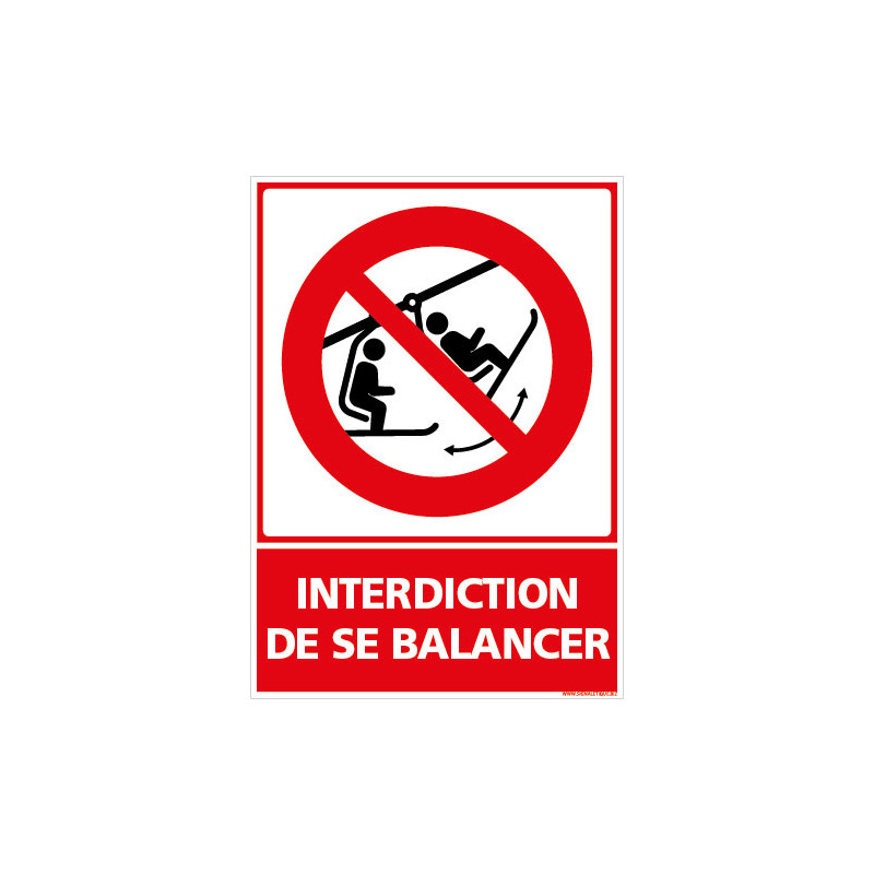 PANNEAU INTERDICTION DE SE BALANCER VERTICAL (D1284)