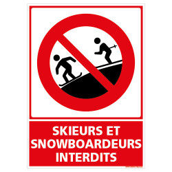 PANNEAU SKIEUR ET SNOWBOARDEUR INTERDIT (D1302)