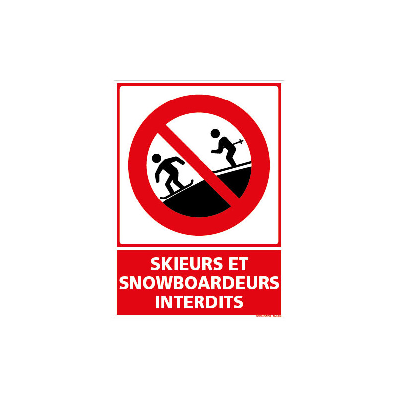 PANNEAU SKIEUR ET SNOWBOARDEUR INTERDIT (D1302)