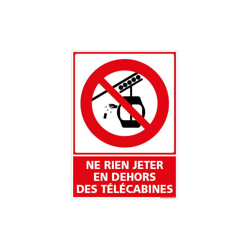 PANNEAU NE RIEN JETER EN DEHORS DES TELECABINES VERTICAL (D1305)