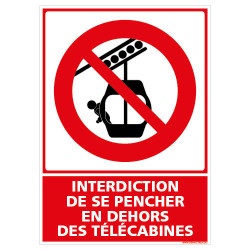 PANNEAU INTERDIT DE SE PENCHER EN DEHORS DES TELECABINES VERTICAL (D1314)