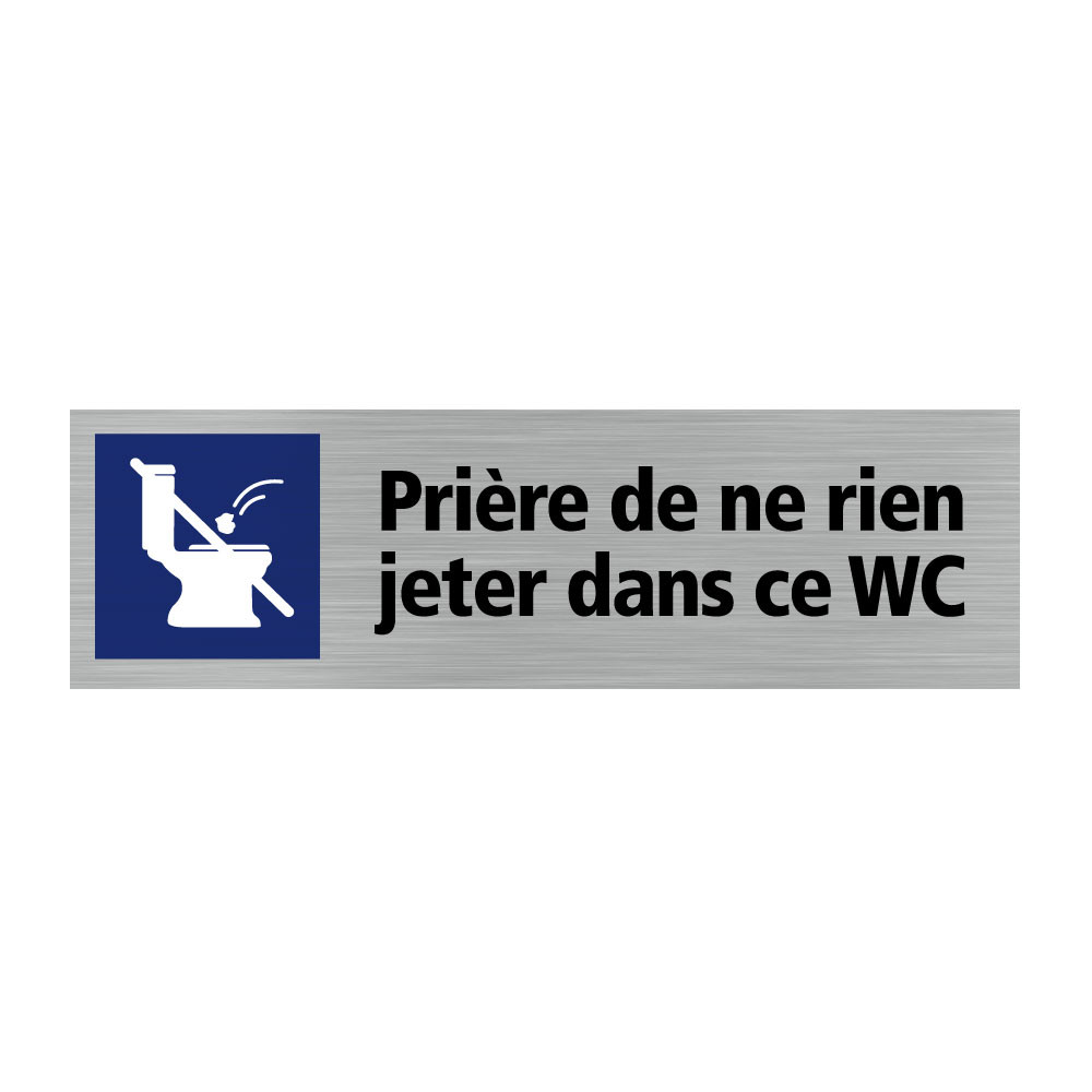 Plaque de porte rectangulaire prière de ne rien jeter dans ce WC