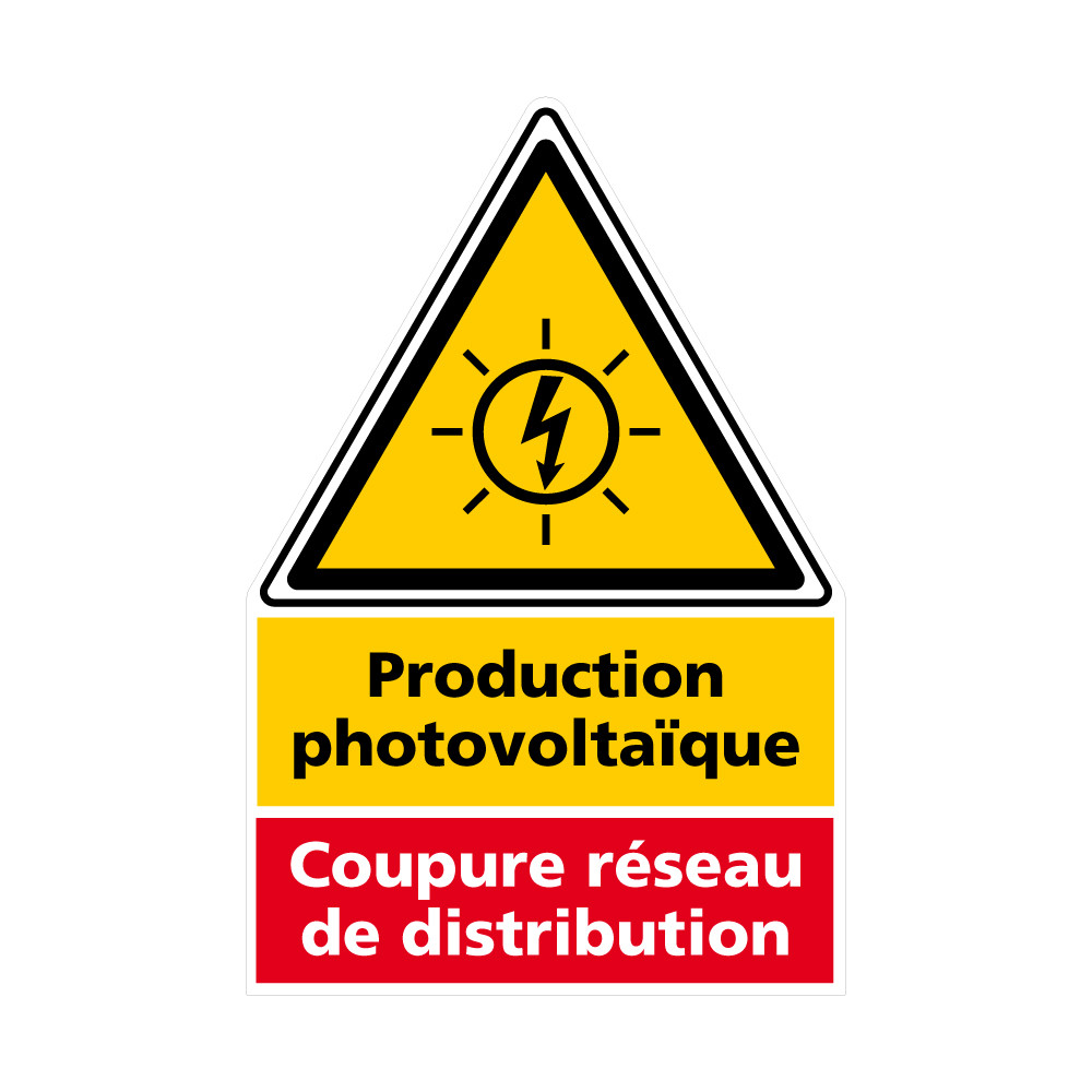 ETIQUETTE PRODUCTION PHOTOVOLTAIQUE - COUPURE. Signalisation