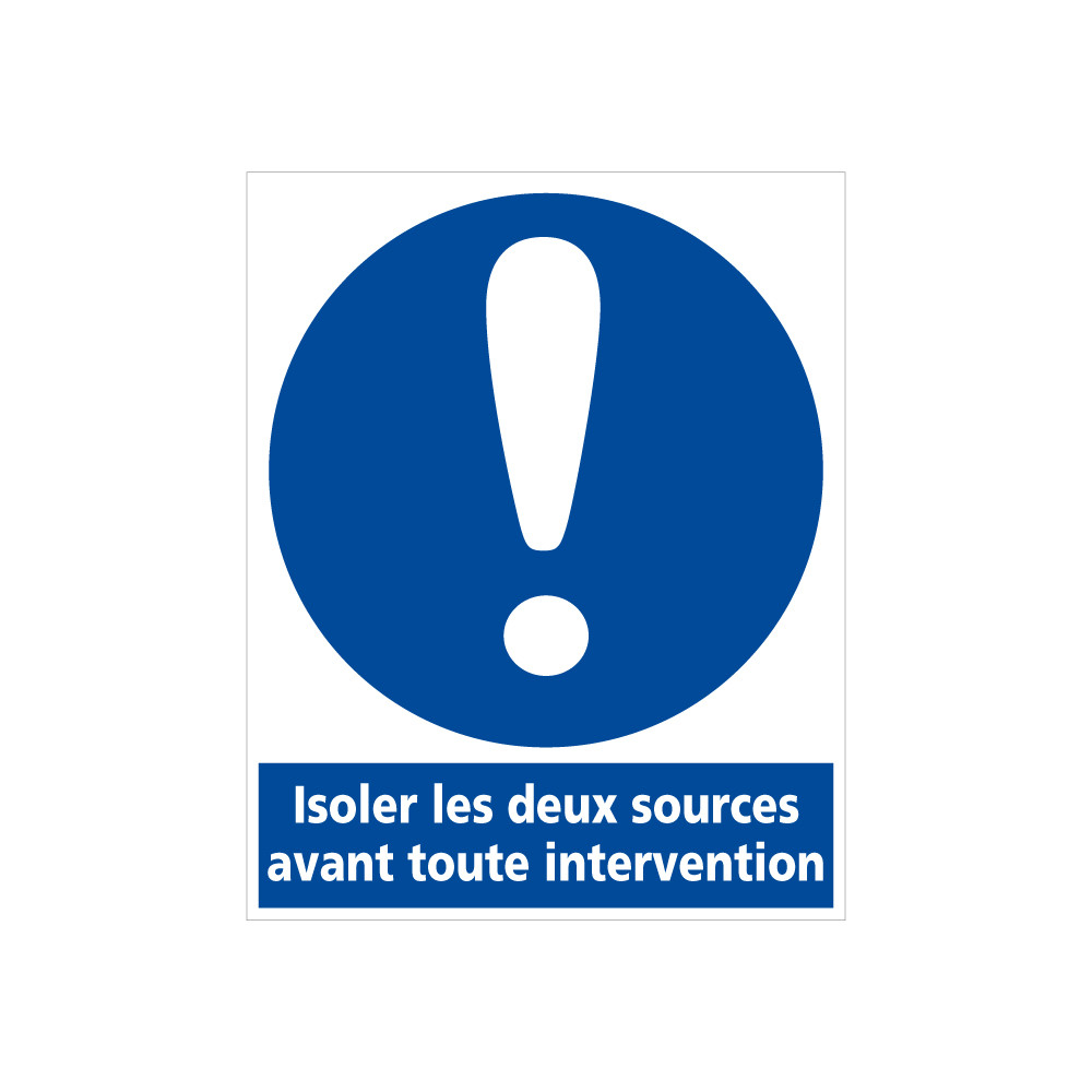 Autocollant photovoltaïque Isoler les deux sources avant toute intervention Autocollant photovoltaïque Isoler les deux sources avant toute intervention