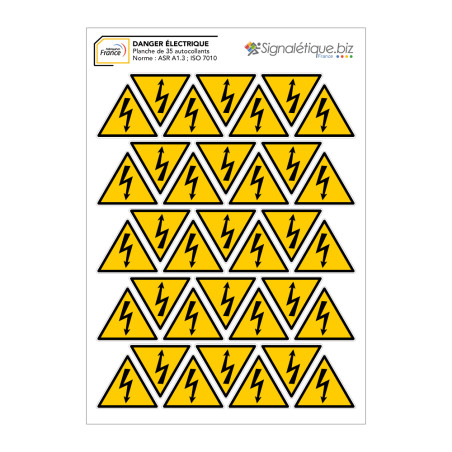 Etiquettes DANGER ELECTRIQUE Lot Autocollants Danger taille au choix