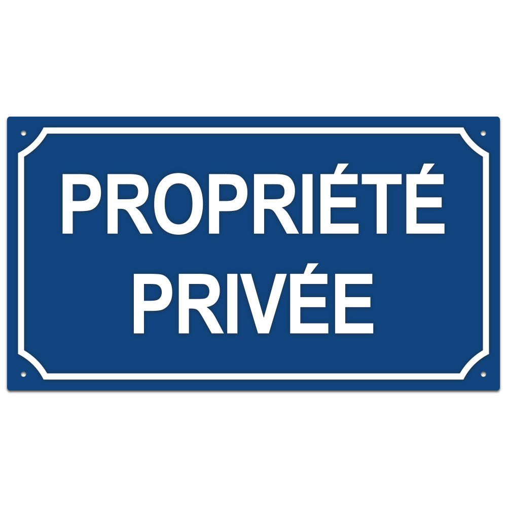 Plaque Propriété Privée en aluminium Bleu RAL 5010