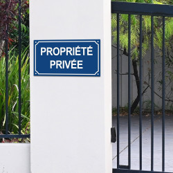 Plaque haut de gamme Propriété Privée en aluminium Bleu RAL 5010 à visser