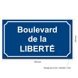 Plaque de rue tôle aluminium 45 x 25 cm RAL 5010 à visser