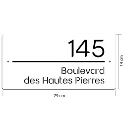 Plaque grand format numéro de maison et rue en plexigglass à visser