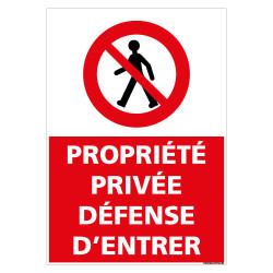 PANNEAU PROPRIETE PRIVEE DEFENSE D'ENTRER (L0287)