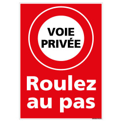 AUA SIGNALETIQUE Cartello Proprietà Privata - Rallentare, 200 Mm. In PVC 1,5 Mm, Stampa Digitale Quadricromia, Ecosolventi. Fissaggio Con Viti O Biadesivo. Prodotto In Francia.
