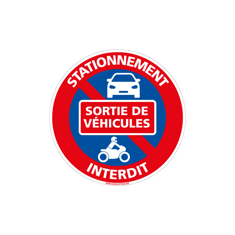 PANNEAU STATIONNEMENT INTERDIT SORTIE DE VEHICULES (L0298)