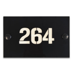 Plaque numéro de maison en aluminium et plexigglass Noir avec cache-vis