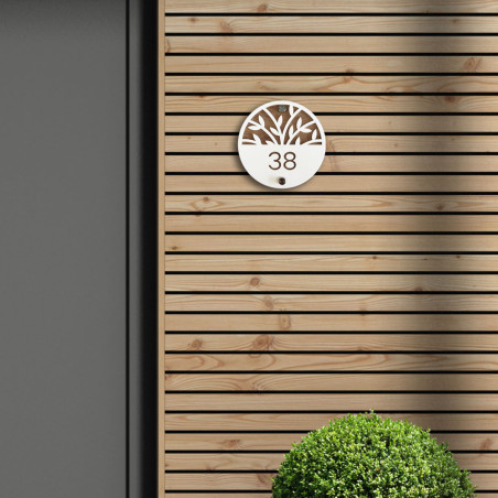 Plaque ovale en émail - Numéro de maison 38 - Blanc et noir