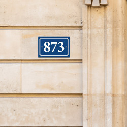 Plaque numéro de maison bleu à visser au mur