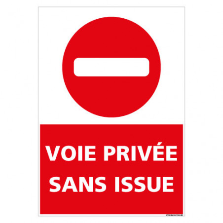 Panneau Signalétique 'VOIE PRIVEE SANS ISSUE' Rouge - ABS Anti-UV, Gravé, Fabriqué En France