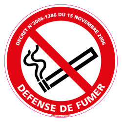 PANNEAU DEFENSE DE FUMER AVEC LOI (N0007)