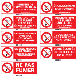 Panneau INTERDICTION DE FUMER avec decret et pictogramme