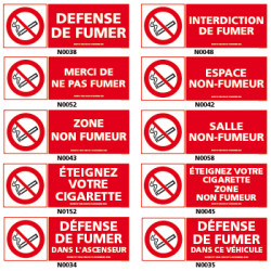 Panneau DEFENSE DE FUMER, avec decret et pictogramme