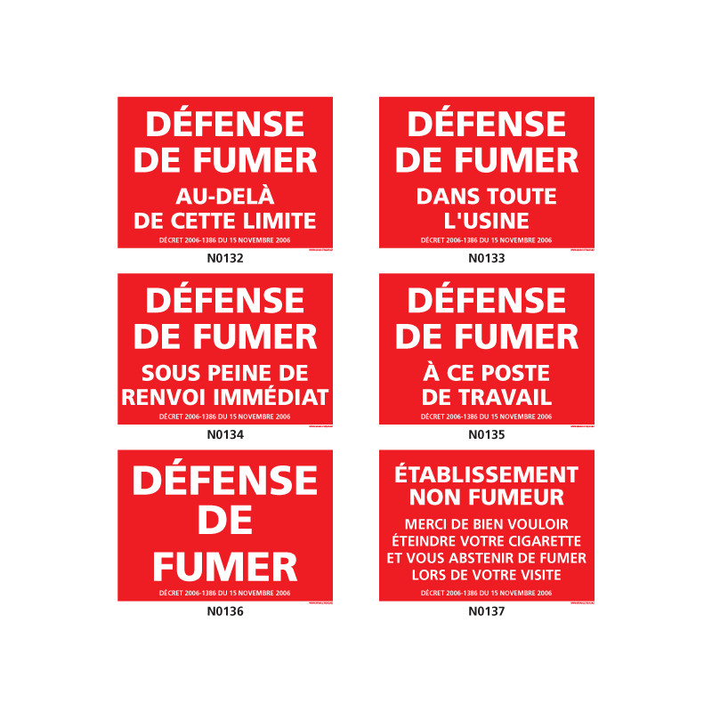 Panneau DEFENSE DE FUMER (usine, etablissement, etc.)