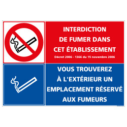 PANNEAU INTERDICTION DE FUMER / ESPACE FUMEUR (N0171)