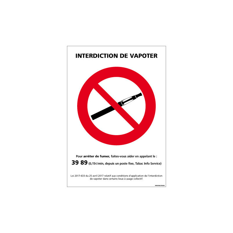 AFFICHE INTERDICTION DE VAPOTER (N0173)