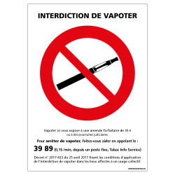 PANNEAU SIGNALISATION INTERDICTION DE VAPOTER (N0175)