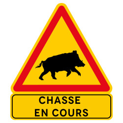 panneau sanglier chasse en cours