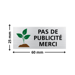 Dimensions plaque de boîte lettre Pas de publicité merci (WUV0007)