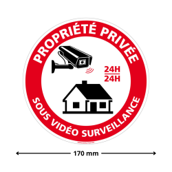 Signalisation Propriété Privée Sous Vidéo Surveillance 170 mm diamètre