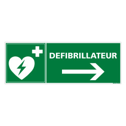 PANNEAU DEFIBRILLATEUR FLECHE VERS LA DROITE (B0253)