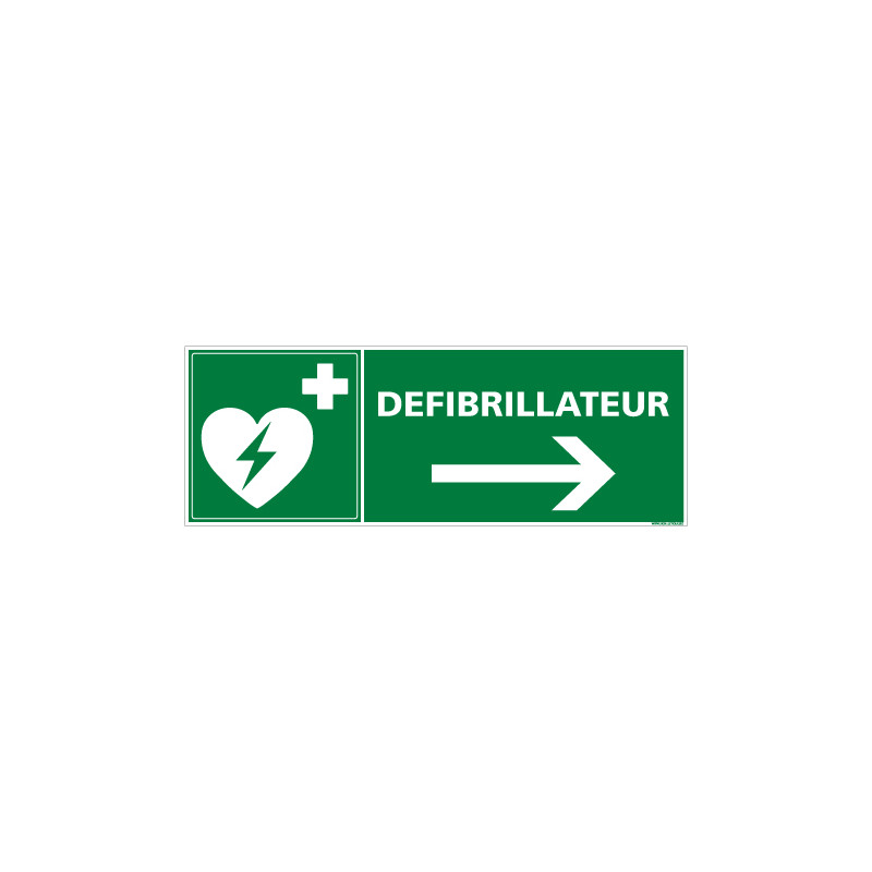 PANNEAU DEFIBRILLATEUR FLECHE VERS LA DROITE (B0253)