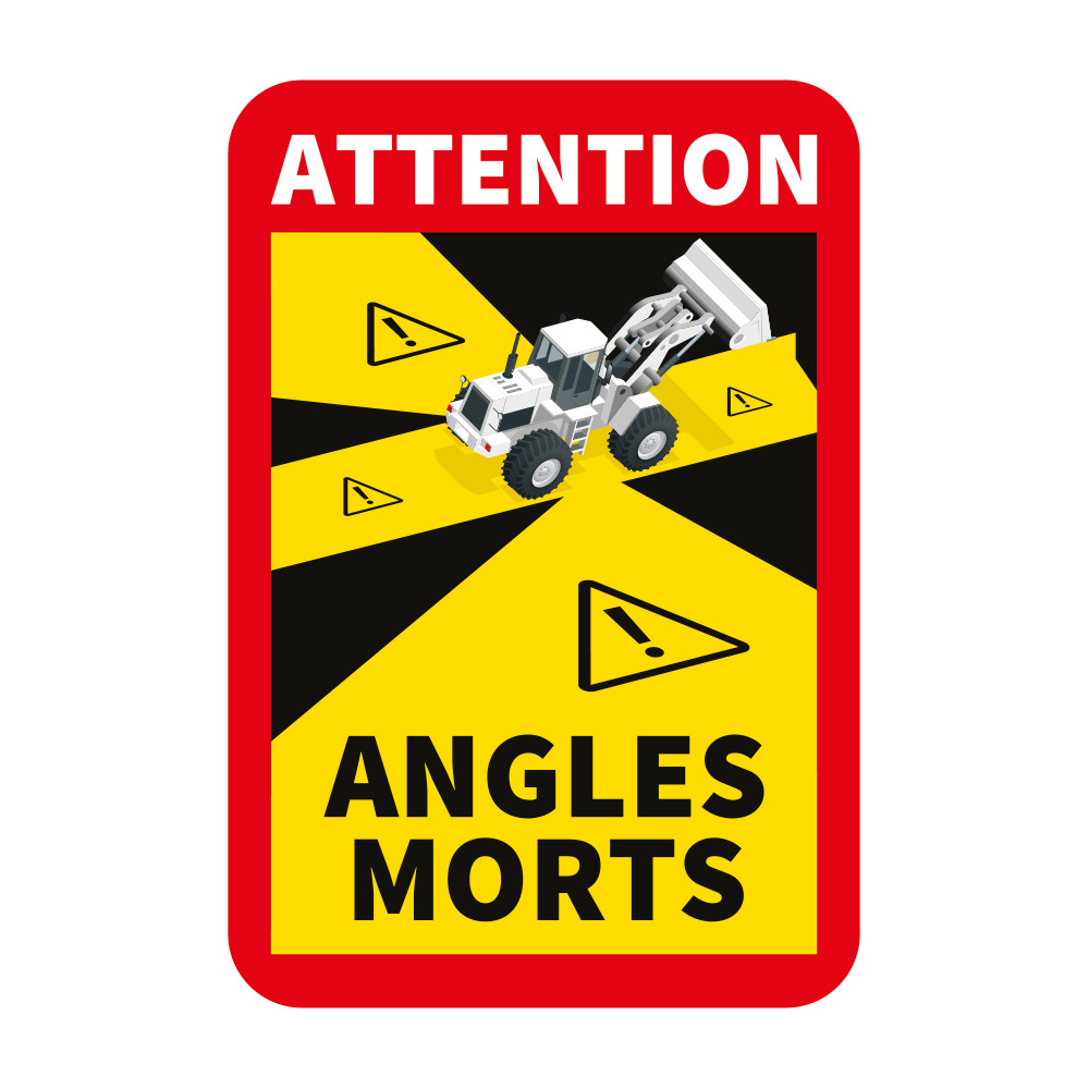 Autocollants Attention Angles Morts Pelle Mécanique Hydraulique