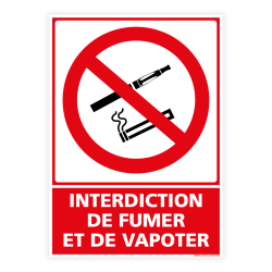 PANNEAU INTERDICTION DE FUMER ET DE VAPOTER