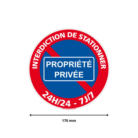 AUA SIGNALETIQUE Verbotsschild „Parken Verboten 24/7“ – 130 Mm, PVC 1,5 Mm Oder Alu