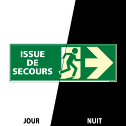 PANNEAU ISSUE DE SECOURS FLECHE VERS LA DROITE PHOTOLUMINESCENT (B0272D-PHO)