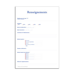 Registre de sécurité incendie pour ERP type U, renseignements
