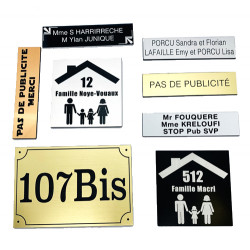 Plaque boîte aux lettres Edelen NOM + PLAQUE STOP PUB | 3 lignes