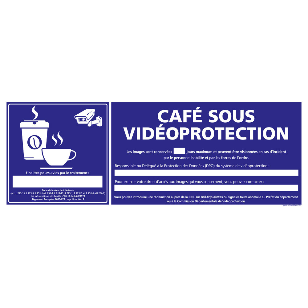 PANNEAU CAFE SOUS VIDEO PROTECTION (G1393)