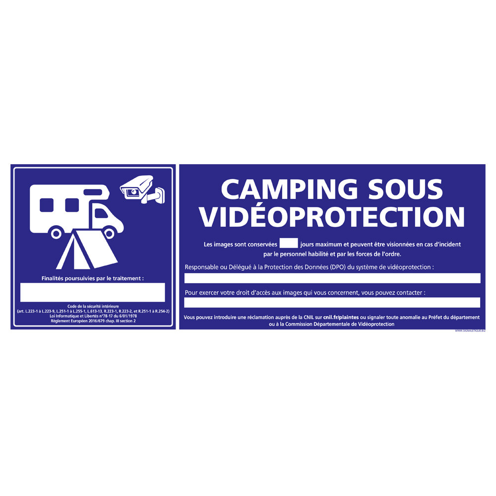PANNEAU CAMPING SOUS VIDEO PROTECTION (G1400)