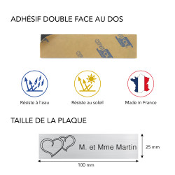 PLAQUE GRAVEE POUR BOŒTE AUX LETTRES PERSONNALISE PETIT COEURS (BAL0006)