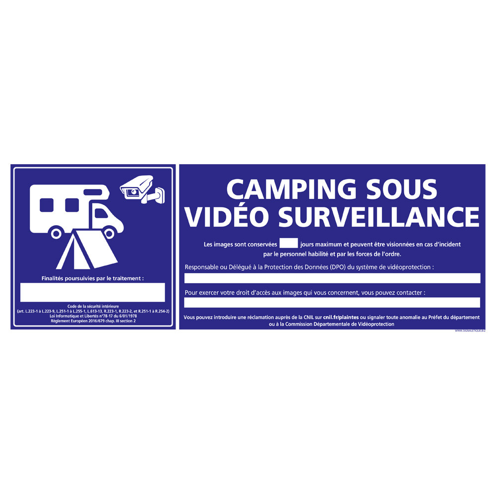 PANNEAU CAMPING SOUS VIDEO SURVEILLANCE (G1399)