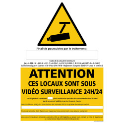 PANNEAU CES LOCAUX SONT SOUS SOUS VIDEOSURVEILLANCE 24H/24 (G1429)